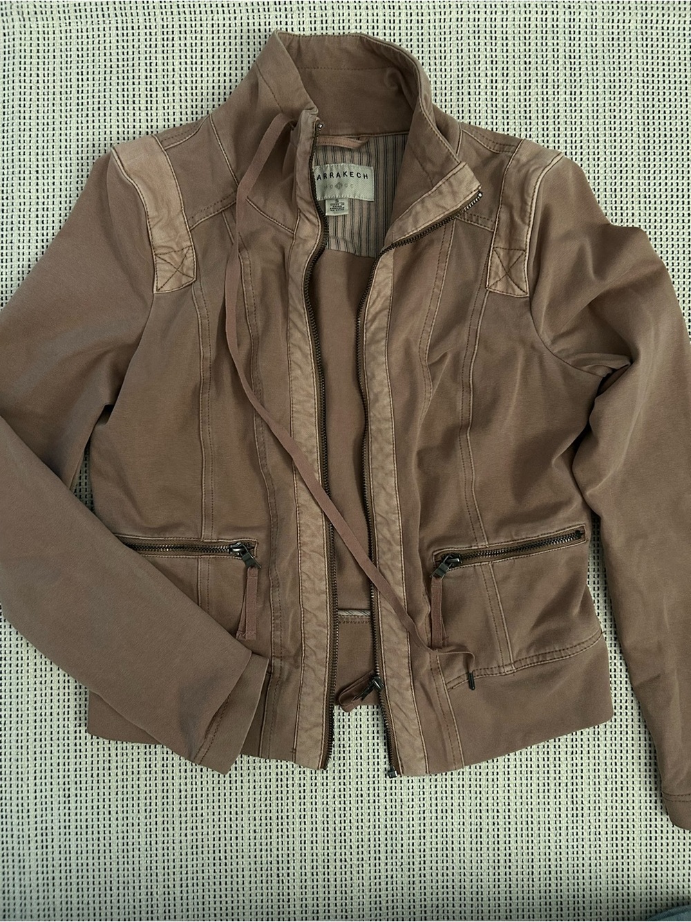 Anthropologie Taupe Utility Zip Jacket